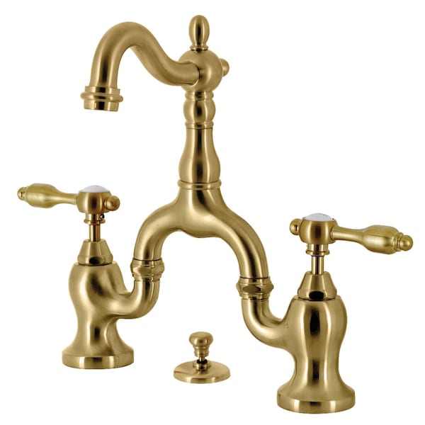 Kingston Brass Bridge Bathroom Faucet with Brass Pop-Up, Brushed Brass KS7977TAL - main